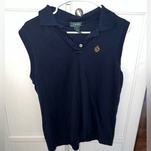 Women’s Ralph Lauren Navy Blue Vest Sleeveless Top Crest Symbol XL